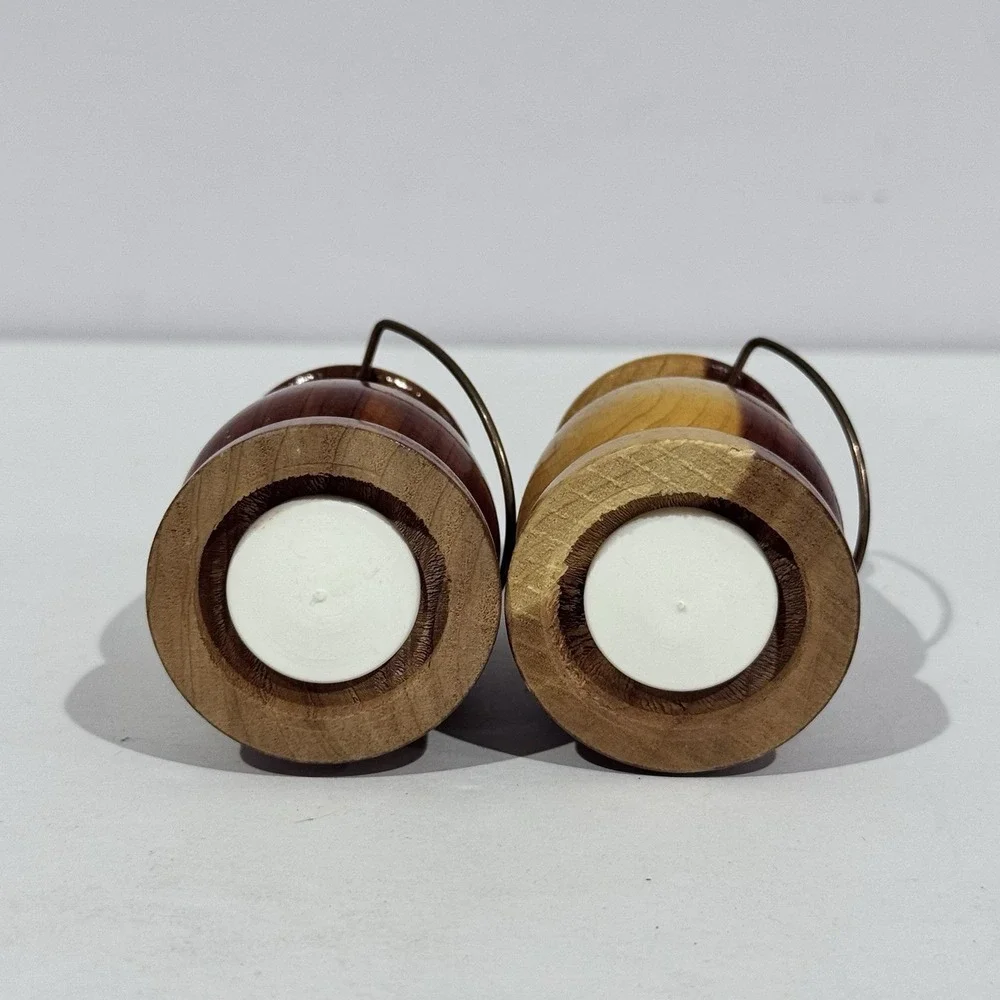 Wooden Lanterns W Handles‎ Salt & Pepper Shaker Set W Stoppers